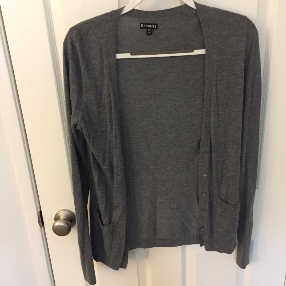 charcoal gray cardigan